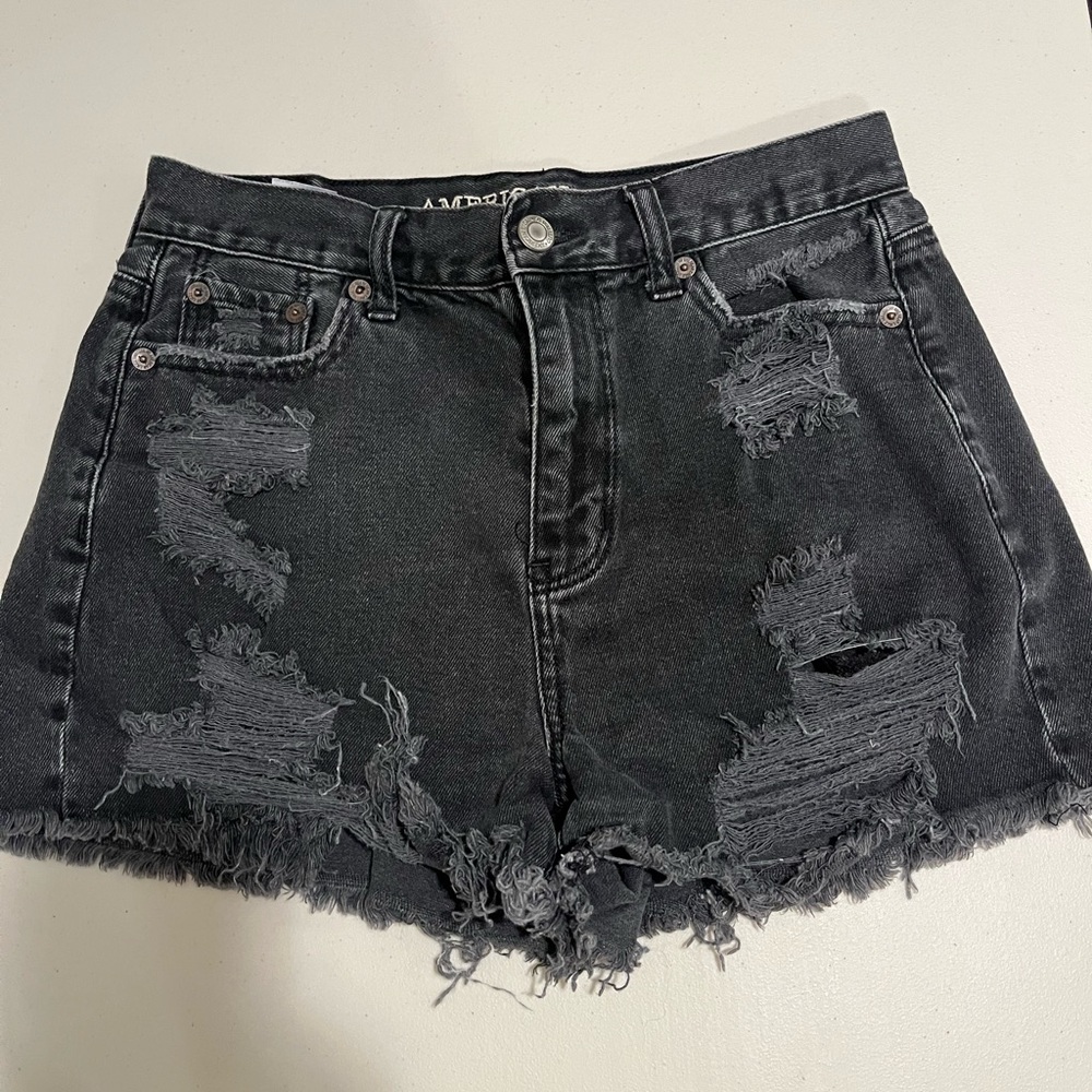 American Eagle Outfitters Black Distressed Jean Shorts